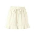 thumbnail image 3 of Aayomet Lounge Shorts For Women Womens Summer Casual Shorts Comfy Cotton Linen Elastic Waist White Shorts For Women Beige,XL, 3 of 5