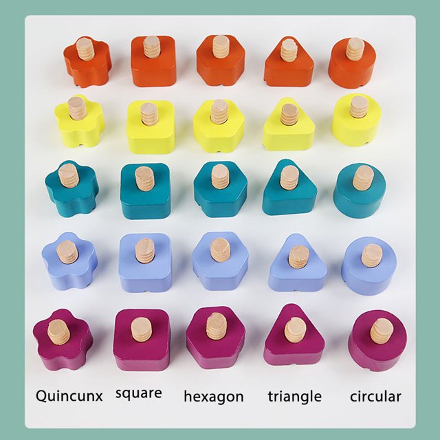 Tablero de clasificación de apilamiento de habilidades motoras de madera para niños, juego educativo de Aprendizaje Temprano de tuercas