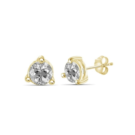 1 3/4 Carat T.G.W. White Topaz 14kt Gold Over Silver Stud Earrings