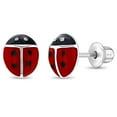 thumbnail image 1 of Ladybug Boucles d'Oreilles pour Bébé / Tout-Petit / Enfant à Vis en Émail - Argent Sterling, 1 of 7