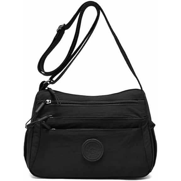 Multi-pocket Zipper Crossbody Bag, Spacious Versatile Durable Shoulder Bag, Solid Color Fashionable Shoulder Bag for Daily Use(black)Qabc