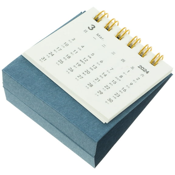UPOUART 1Pcs Blue Paper Standing Flip Desk Calendar for Home Office Daily Reminder 9X2.5in