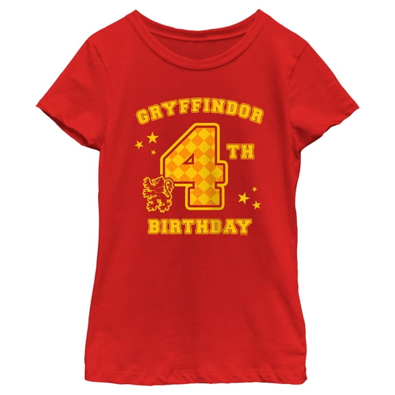 Girl's Harry Potter Gryffindor 4th Birthday Graphic Tee Red Medium