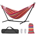 thumbnail image 1 of 9Ft Double Hammock with Space Saving Steel Stand, 2 Person Heavy Duty Standing Hammocks with 440lb Capacity and Portable Carrying Bag, 1 of 9