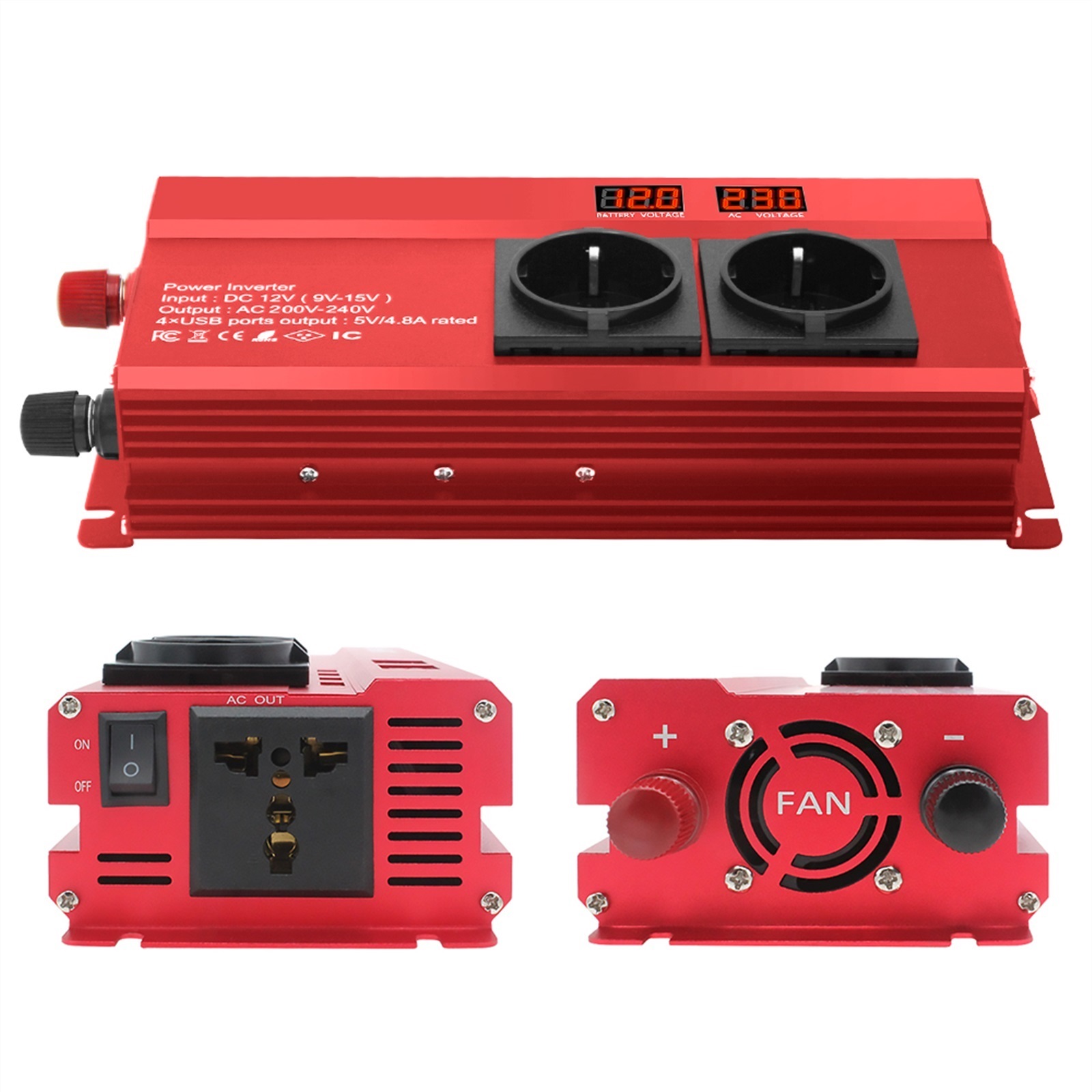 2000W Car Power Inverter 12V to 220 Universal Transformer Converter Solar Inversor ,Safety