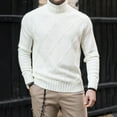 thumbnail image 2 of Gibobby Suéter para hombre Suéter de cuello alto falso, de manga corta, color sólido, camisetas básicas de punto de ajuste ajustado(Blanco,M), 2 of 3
