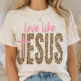 thumbnail image 3 of Comfort Colors Love Like Jesus Shirt for Women, Christian Graphic Tee, Leopard Print Jesus Shirt, Faith T-Shirt, Religious Gift for Her, 3 of 7