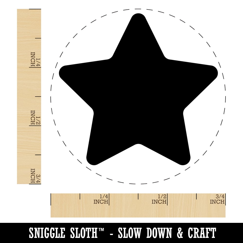 Star Curved Points Self-Inking Rubber Stamp Ink Stamper - Brown Ink - Small 3/4 Inch