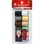 SINGER Hand Sewing Thread Spools Kit, Assorted Colors, 25 Yards Each - 12 Count