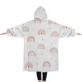 thumbnail image 2 of Oversized Wearable Blanket Hoodie,White Boho Bohemia Rainbow Hearts Pattern Sherpa Blanket Hoodie with Super Pockets,Super Warm Fuzzy Pullover for Women & Men, 2 of 6