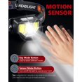thumbnail image 3 of GETASI Linterna frontal recargable 2 piezas, 1200 lúmenes, linterna LED superbrillante con sensor de movimiento para adultos y niños, accesorios de camping, impermeable para senderismo, correr, pesca,, 3 of 5