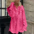 thumbnail image 1 of Pntutb mujeres moda suelta lentejuelas cuello redondo blusas sólidas fiesta brillo top camisas casuales Pntutb Pntutb-1215, 1 of 6