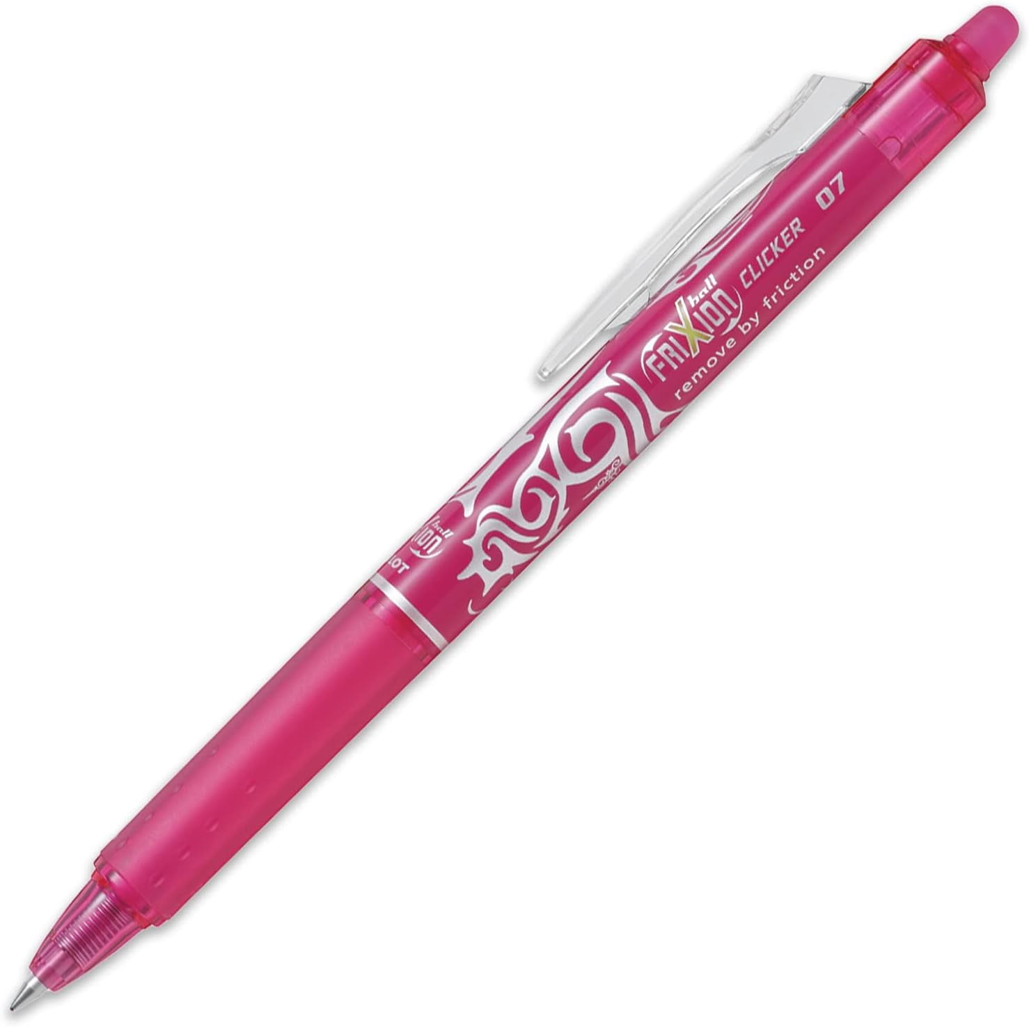 Pilot FriXion Clicker Fine Erasable Rollerball Pen - Retractable 0.7mm Nib - Wallet of 5 - Tropical - Pink, Red, Violet, Light Blue, Green