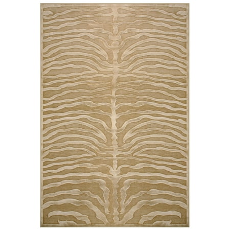 Sofra Transitional Chenille Tiger Rug, Latte Tan, 7ft-6in x 10ft-6in Area Rug