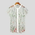 thumbnail image 3 of INCERUN Men's Summer Short Sleeve Transparent Flower Embroidery Printed Sun-proof Shirt, 3 of 5