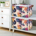 thumbnail image 2 of Yayeee Foldable Storage Basket for Shelves with Handles Waterproof Cloth Bins, Flowers Pattern Style, 2 of 7