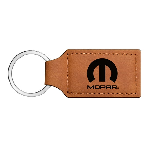 Mopar Rectangular Brown Leather Key Chain