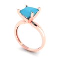 thumbnail image 2 of 2.5 ctw Solitaire Anniversary Ring for Women | Princess Cut Simulated Turquoise | Hyperallergenic Solid 14K Rose Gold, 2 of 5