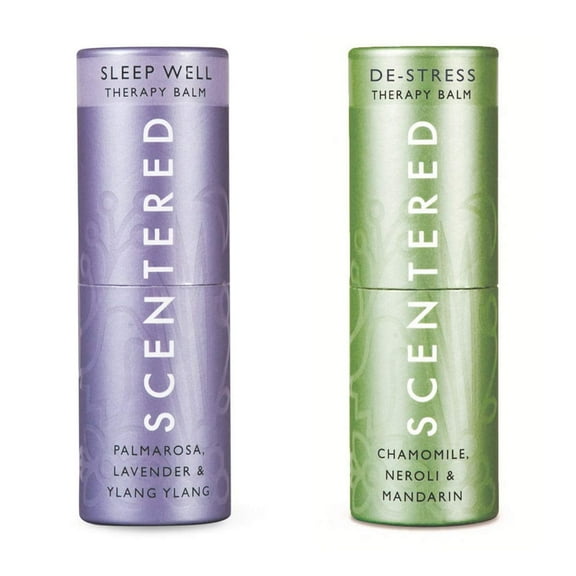 Scentered SLEEP WELL & DE-STRESS Aromatherapy Essential Oils Balm Gift Set - For Restful Sleep & Relaxation - All-Natural Blends of Lavender, Ylang Ylang, Cedarwood, Chamomile