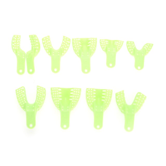 10 unids/set de bandejas dentales desechables suaves, herramienta de cuidado bucal para dentadura Central perforada