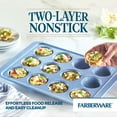 thumbnail image 5 of Farberware Easy Solutions 12 Cup Nonstick Bakeware Muffin Pan, Dishwasher Safe and Oven Safe to 450°F, Blue, 5 of 14