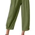 thumbnail image 3 of JustVH Loose Leg Elastic Waist Trousers Cotton Linen Women Cropped Pants, 3 of 5
