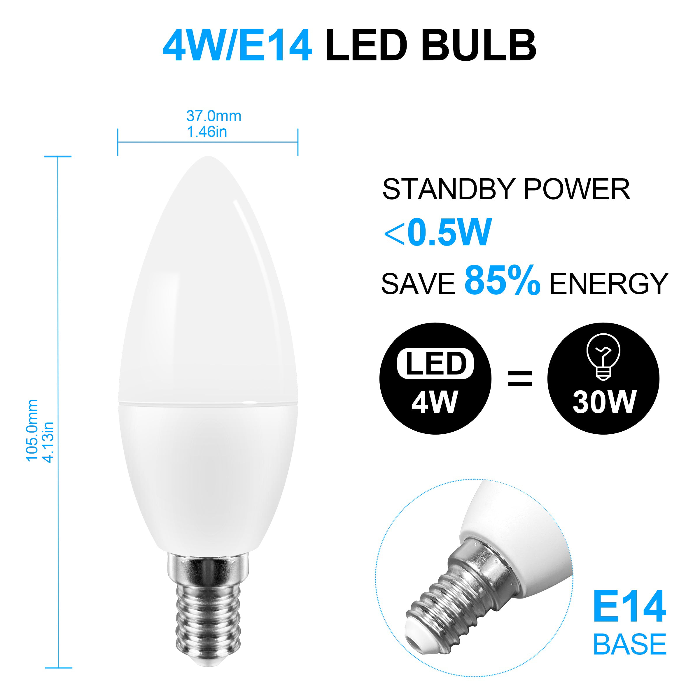En sætning det samme Rang WiFi Smart Bulb,LED Candle Bulb E14 Dimmable Light SmartLife / Tuya Remote  Control Compatible with Alexa Google Home Smart Light Bulb - Walmart.com