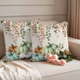 thumbnail image 2 of Green Orange Blue Fall Outdoor Waterproof Pillow Covers, Thanksgiving Pumpkin Botanical Rustic Decorative Square Throw Pillowcase Sofa Cushion Sham for Patio/Couch/Chair, 18"x18" 2 Pack, 2 of 8