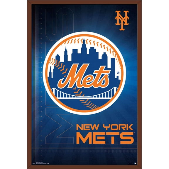 MLB New York Mets - Logo 16 Wall Poster, 22.375" x 34", Framed