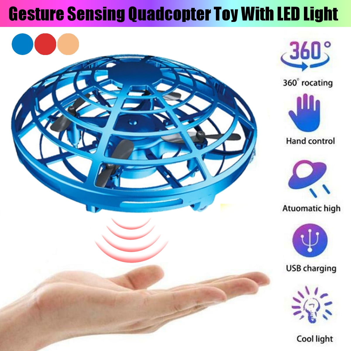 Mini Drone Quad Induction Levitation Hand Operated Helicopter UFO Toys For Kids 