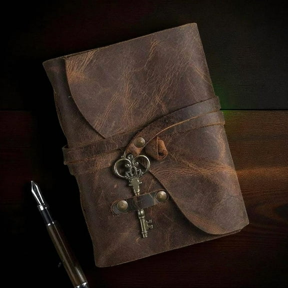 Handmade Leather Grimoire Journal Deckle Edge Book of Shadows, 200 Pages Vintage Witchcraft Spellbook, Wiccan Pagan Gothic Magic Diary Gift