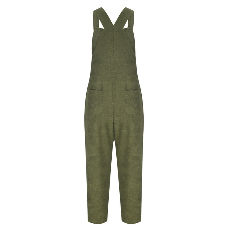 JWZUY Womens Corduroy Overalls Casual Straight Leg Jumpsuit
