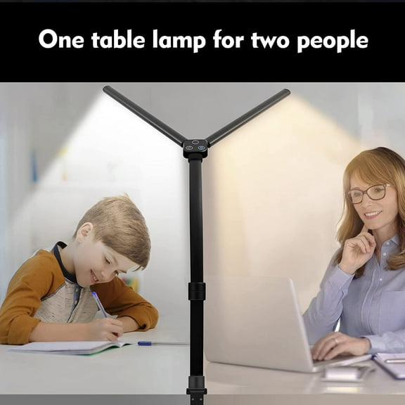 Black LED Desk Lamp Double Head ,24W Architect Table Lamps for Home, 5 Colors Eye Protection