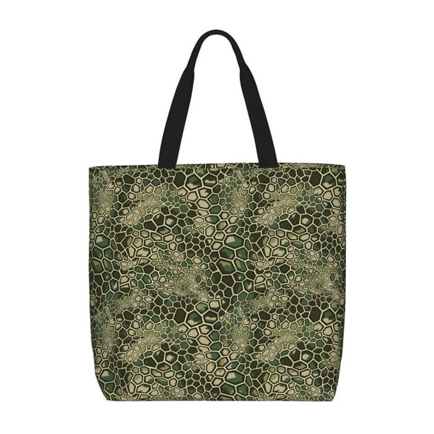 Easygdp Green Snake Skin Bolsa Tote para Mujer, Bolso de Hombro para Trabajo, Playa, Viajes, Compras y Supermercado