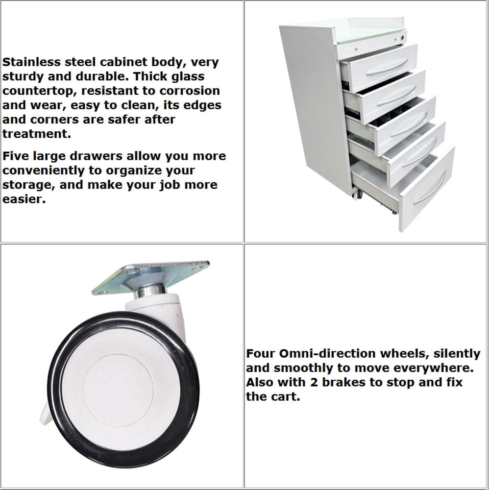 5 Drawers Dental Storage Cabinet Office File Storage Cabinet Moving Side Cabinet Storage Cart