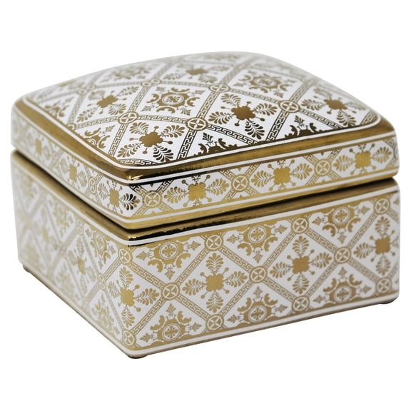 Sagebrook Home Square Gold And White Jar 13452-03