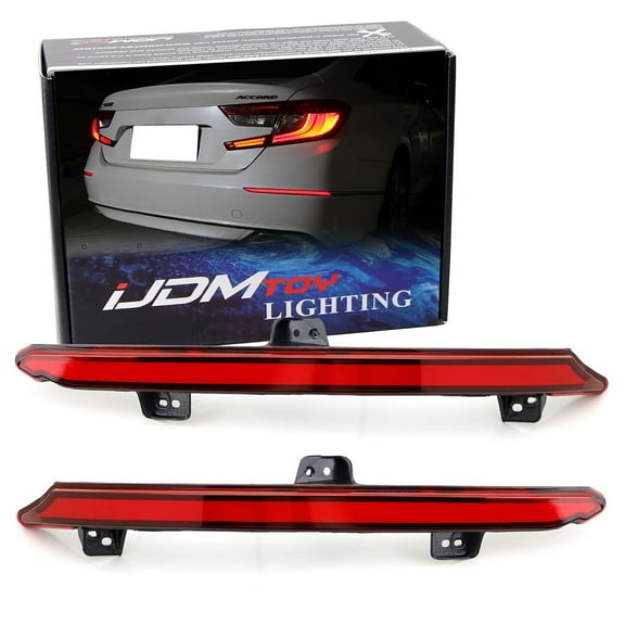 Red Lens Full LED Bumper Reflector Lights For 2018-2022 Honda Accord Sedan, Function as Tail/Brake, Turn Signal Lights & Rear Fog Lamps
