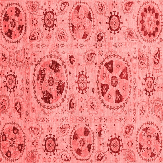 Ahgly Company Indoor Square Abstract Red Modern Area Rugs, 7' Square