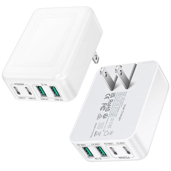 Bloque de carga iSeekerKit, 40 W, 4 puertos USB C plano, paquete de 2