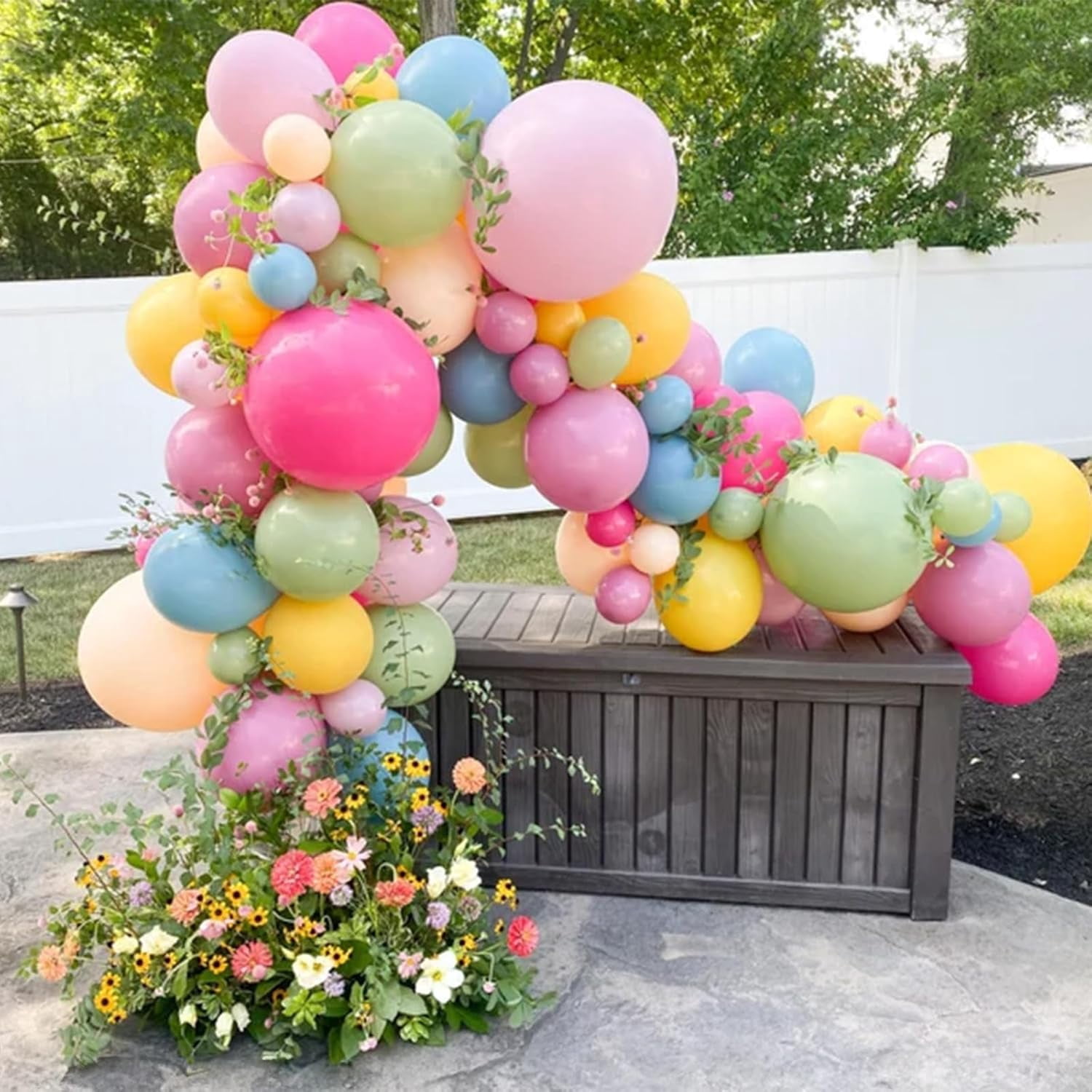 Pink Blue Green Balloons, Retro Blush Pink Sage Green Dusty Blue Ivory White Nude Latex Balloons  Pastel Rainbow Goose Party Balloon for Flower Fairy Baby in Bloom Shower Birthday Party Decoratio