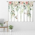 thumbnail image 6 of Pink Flower Small Kitchen Curtains Floral Eucalyptus Botanical Plant Window Treatment Spring Hummingbird Short Window Curtains for Bathroom Room Green Leaf Tier Treatment Drapes 27.5x39 inch, 6 of 6