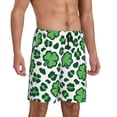 thumbnail image 2 of Balery Leopard print St. Patrick's Day Pantalones cortos de pijama de punto de algodón para hombre con cinturilla y bolsillos-Small, 2 of 6