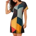thumbnail image 2 of Honeii Geometric Cube Pattern Art Print Women's Loose Short Sleeve Nightgown, Soft Cotton Sleepwear, Comfy Loose Fit Pajama Dress for Sleep and Lounge, 2 of 6