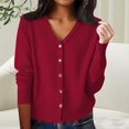 thumbnail image 2 of Kaondbfi Cardigan for Women, V Neck Long Sleeved Cardigan Loose Fitting Sweater Knitwear Women's Winter Coat, 2 of 5