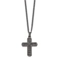thumbnail image 3 of Chisel Stainless Steel Polished Textured Black Ip-plated Cross Necklace, 3 of 5