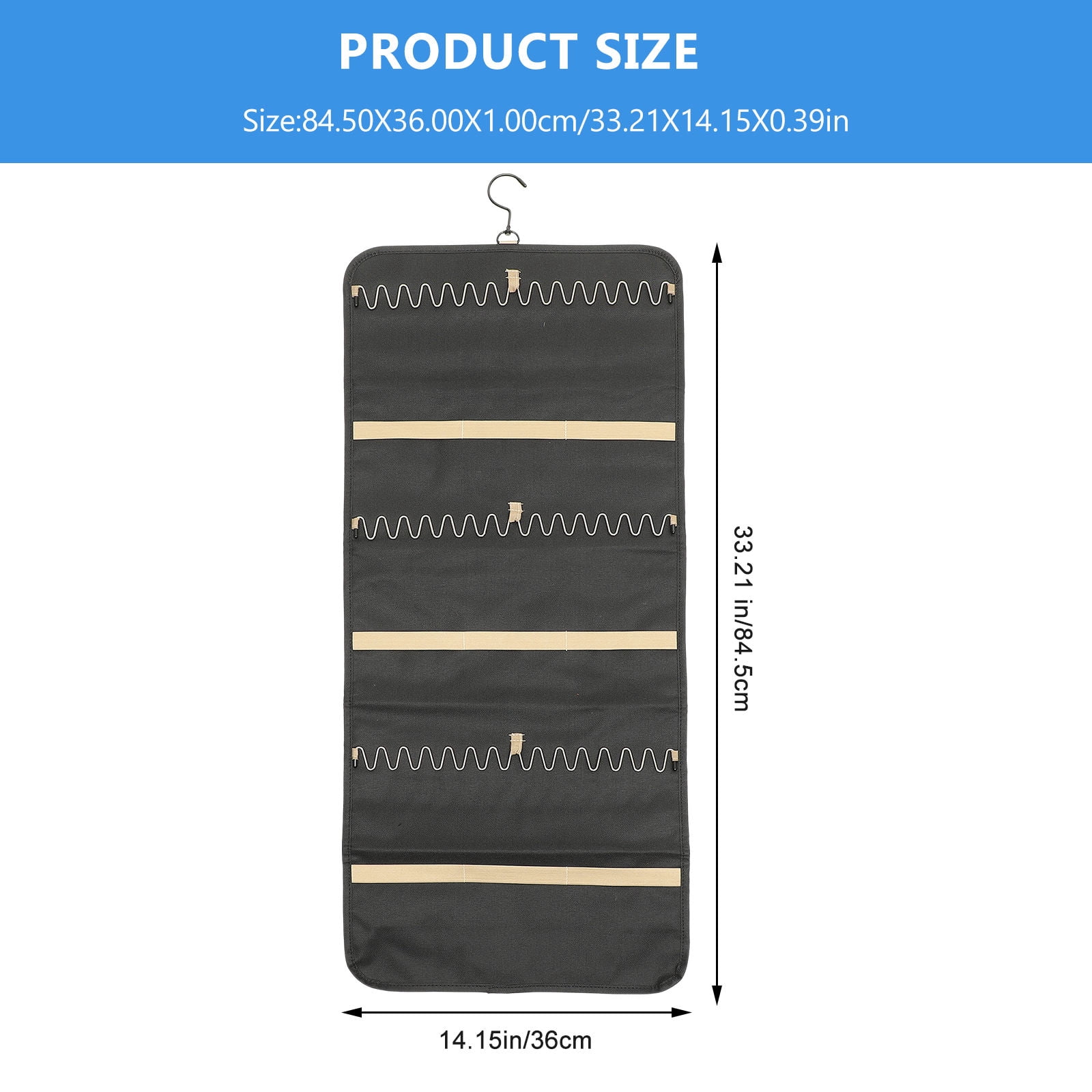 HEANUJJ Double-sided Jewelry Organizing Bag Jewelry Storage Roll Bag Black 1Pcs for Bedroom Women
