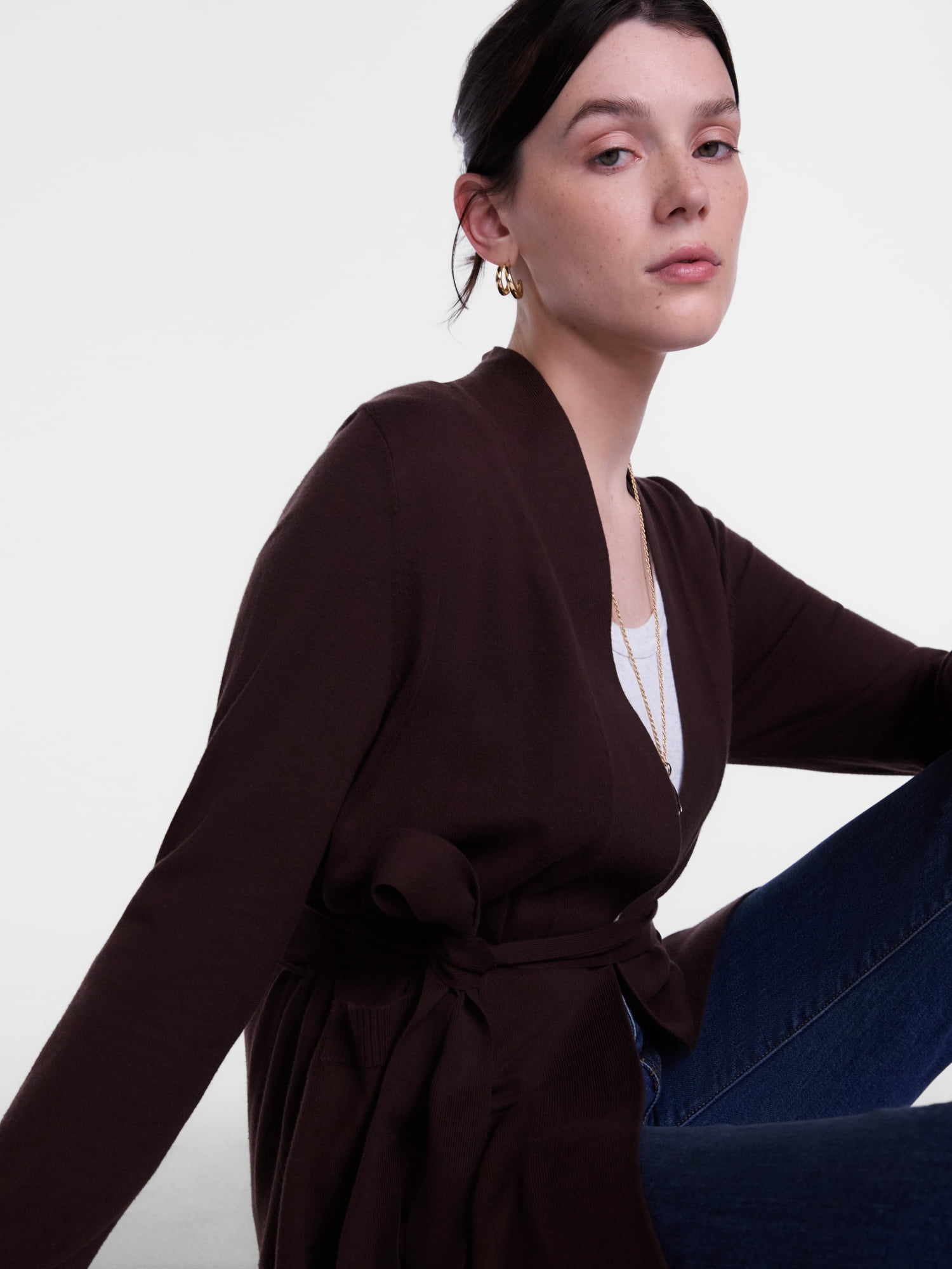 Scenario Women's Belted Lightweight Cardigan, Sizes XS-XXXL