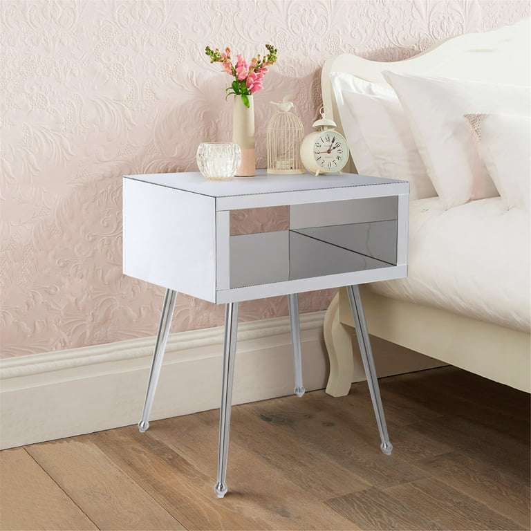 Bedside tables 2024 mirrored finish