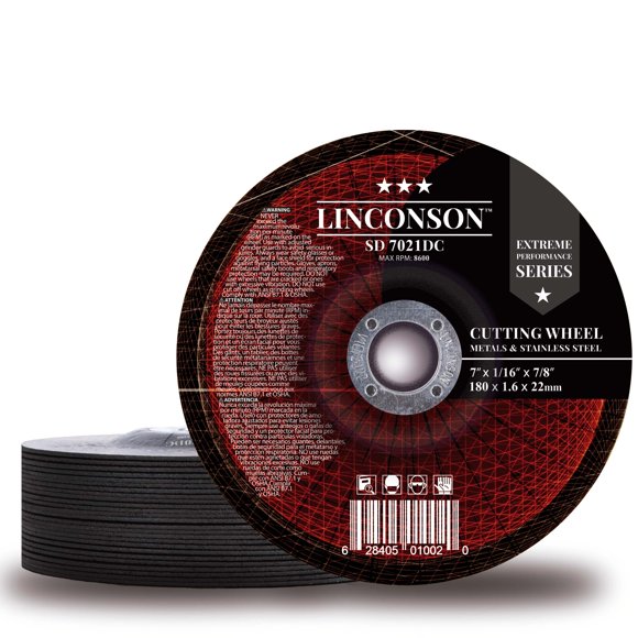 LINCONSON 25 Pack 7 Inch Cut Off Wheel for Metal & Stainless Steel Used On Angle Grinder 7”x1/16”x7/8" Depressed Center Disc (SD7021DC)