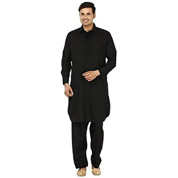 Royal Mens Neck Embroidered Pathani Suit